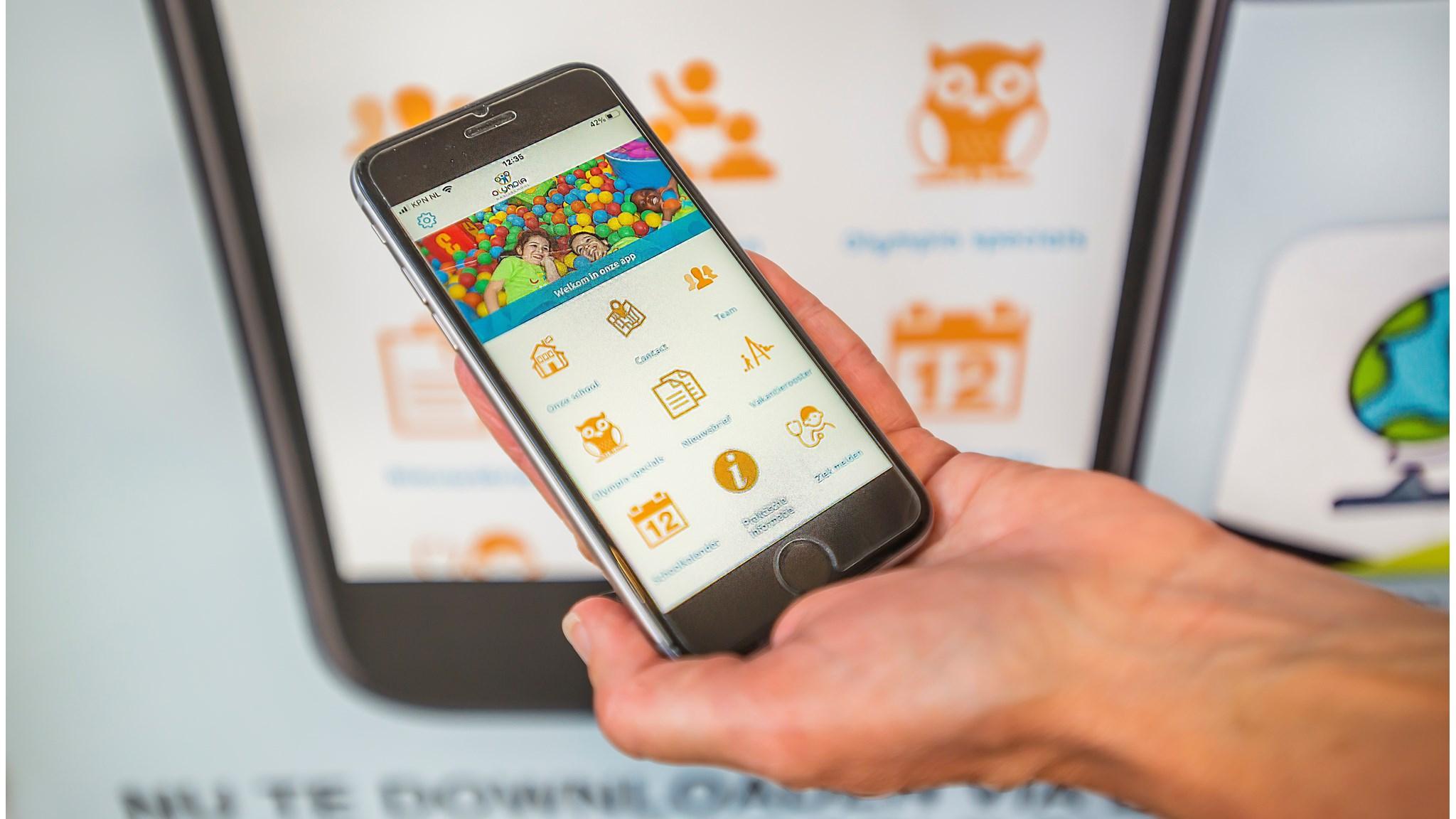 Afbeelding van de Kbs Olympia app met informatie voor ouders in Breda. Afbeelding van de Kbs Olympia app met informatie voor ouders in Breda.