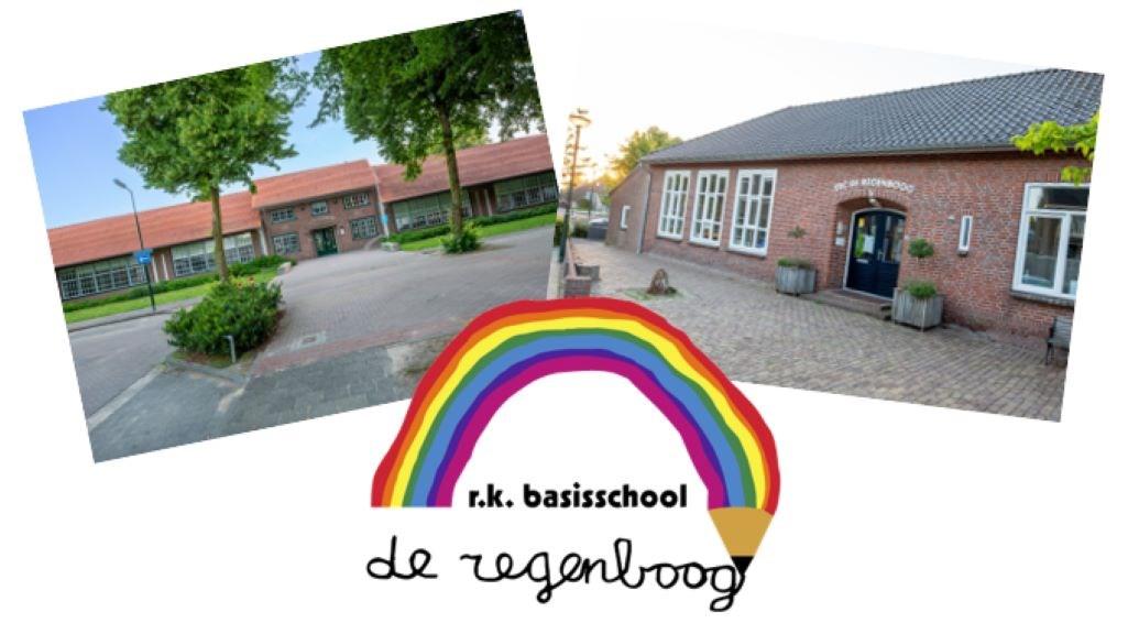 Afbeelding van de r.k. basisschool De Regenboog in Schijndel met een kleurrijke regenboog. Afbeelding van de r.k. basisschool De Regenboog in Schijndel met een kleurrijke regenboog.