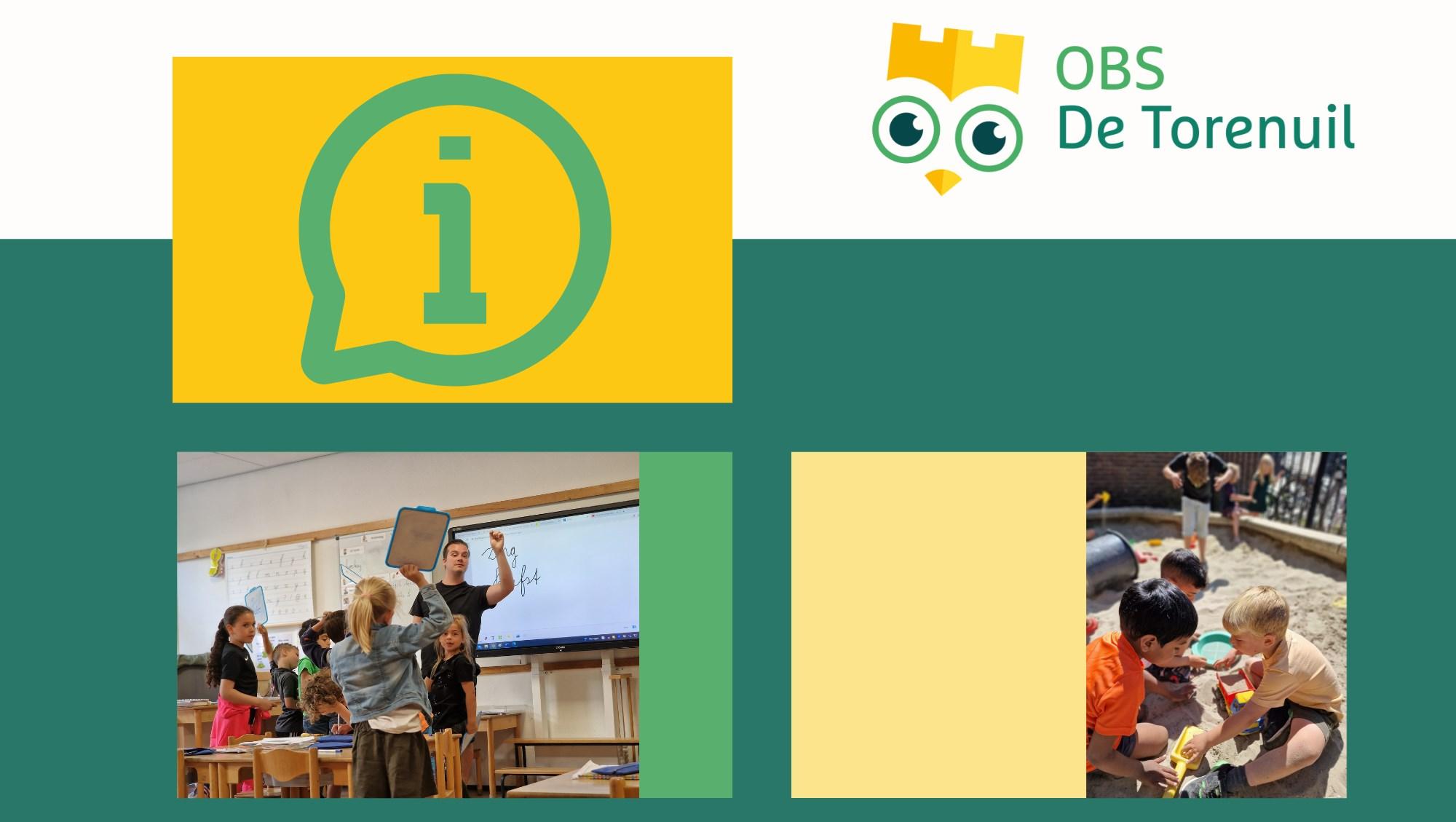 Afbeelding van leerlingen die actief deelnemen aan een les en spelactiviteiten op het schoolplein van Basisschool De Torenuil in IJsselstein. Afbeelding van leerlingen die actief deelnemen aan een les en spelactiviteiten op het schoolplein van Basisschool De Torenuil in IJsselstein.