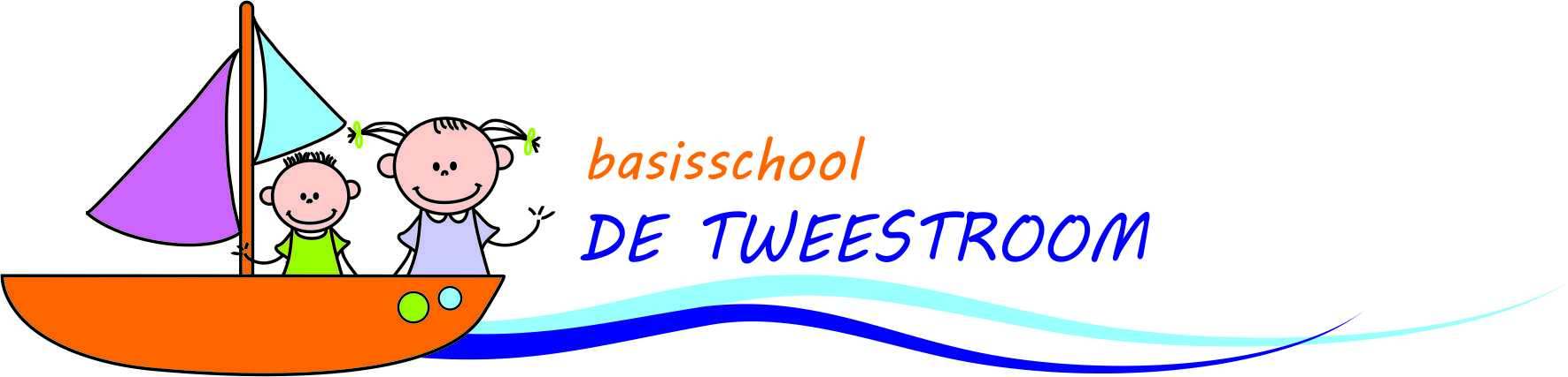 Basisschool De Tweestroom in Altforst is te zien met vrolijke kinderen op een boot in een kleurrijke illustratie. Basisschool De Tweestroom in Altforst is te zien met vrolijke kinderen op een boot in een kleurrijke illustratie.