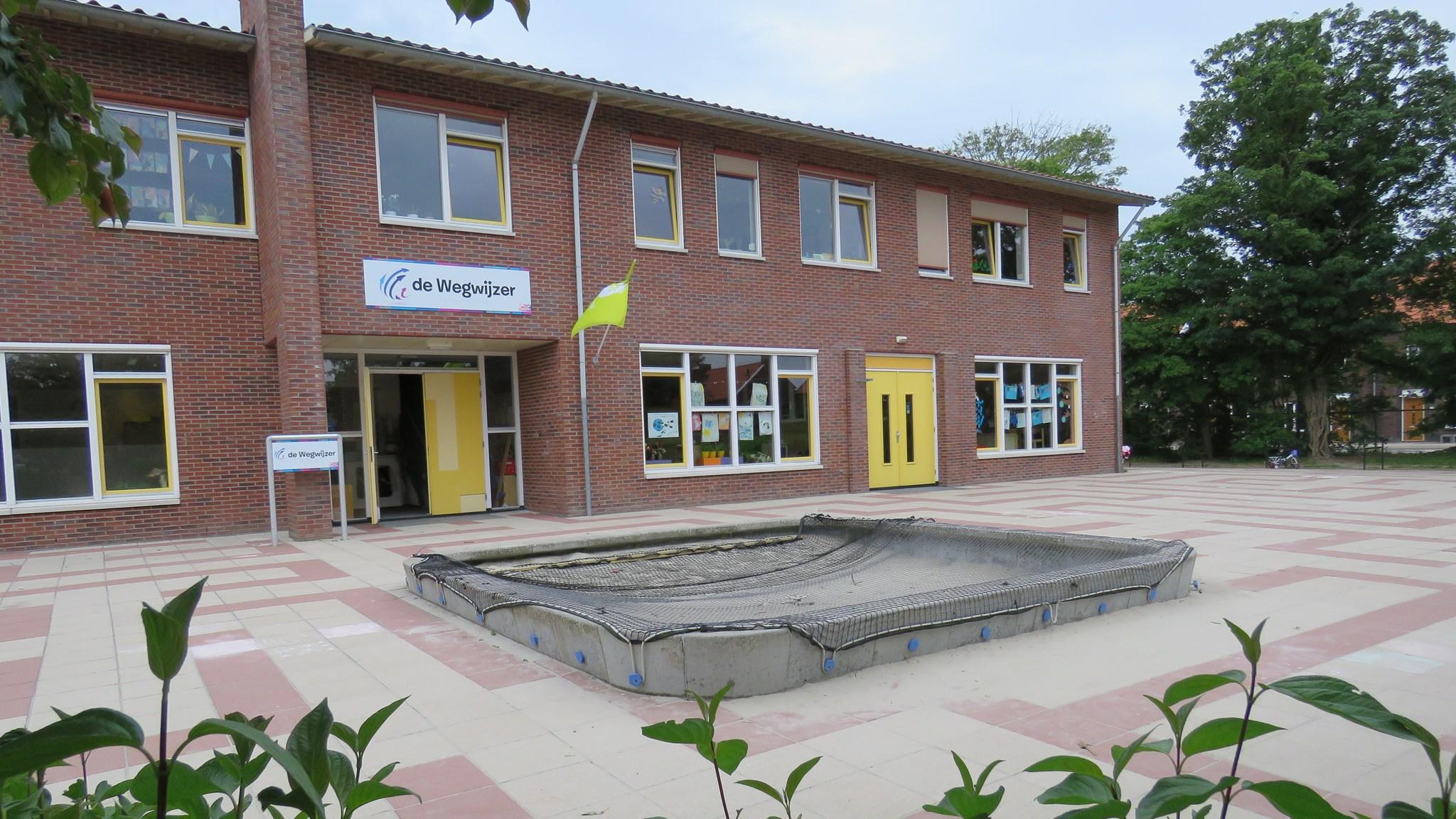 Basisschool De Wegwijzer in Middenmeer met een zicht op het schoolplein en de ingang. Basisschool De Wegwijzer in Middenmeer met een zicht op het schoolplein en de ingang.