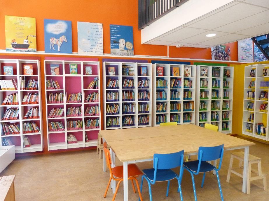Bibliotheek van De Burcht in Heerenveen met kleurrijke boekenrekken en een uitnodigende studieruimte. Bibliotheek van De Burcht in Heerenveen met kleurrijke boekenrekken en een uitnodigende studieruimte.