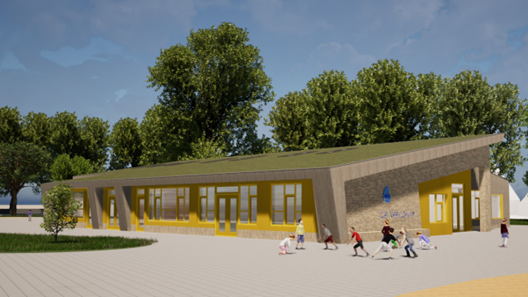 Christelijke Basisschool De Veenbrug in Daarlerveen met kinderen op het schoolplein. Christelijke Basisschool De Veenbrug in Daarlerveen met kinderen op het schoolplein.