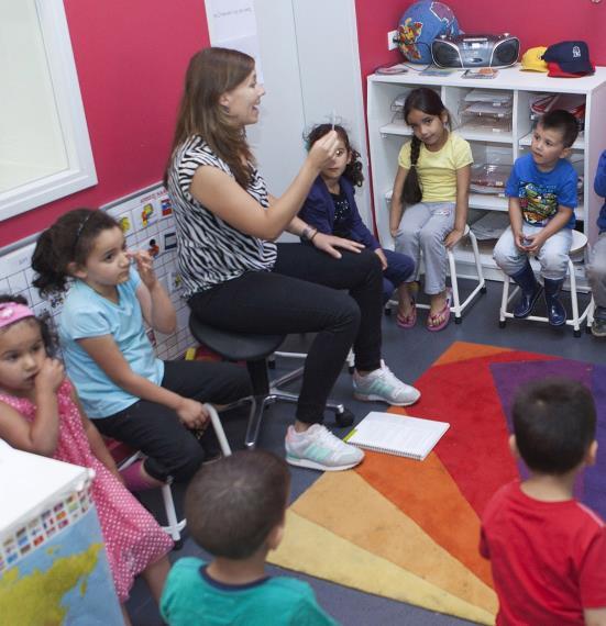 De Kwartiermaker in Den Bosch: Een lerares die met kinderen in een kleurrijke klaslokaal zit en hen iets uitlegt. De Kwartiermaker in Den Bosch: Een lerares die met kinderen in een kleurrijke klaslokaal zit en hen iets uitlegt.