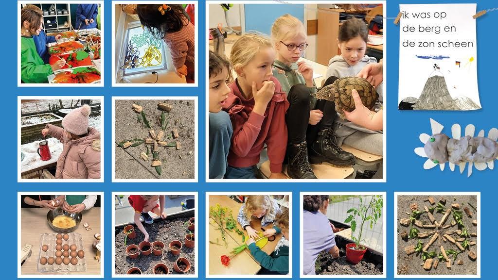 Deze afbeelding toont activiteiten en projecten van de Freinetschool Delft, waarbij kinderen creatief bezig zijn met kunst, natuur en wetenschapseducatie. Deze afbeelding toont activiteiten en projecten van de Freinetschool Delft, waarbij kinderen creatief bezig zijn met kunst, natuur en wetenschapseducatie.
