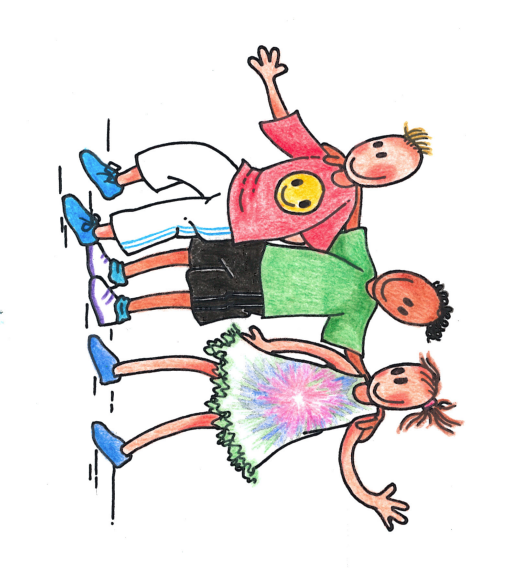 Drie kinderen in kleurige kleding met vrolijke gezichten, afkomstig van de St. Nicolaasschool in Nibbixwoud. Drie kinderen in kleurige kleding met vrolijke gezichten, afkomstig van de St. Nicolaasschool in Nibbixwoud.