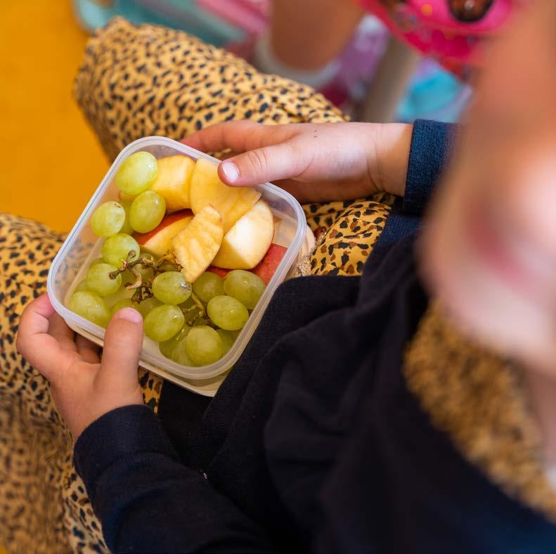 Een kind houdt een bakje met fruit vast op Basisschool Lambertus in Vessem. Een kind houdt een bakje met fruit vast op Basisschool Lambertus in Vessem.