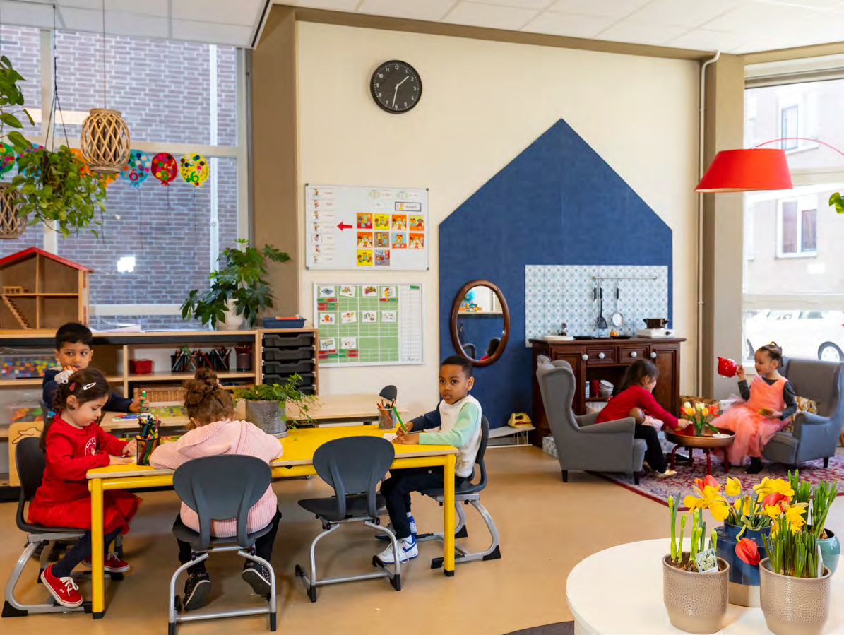 Een klaslokaal met spelende kinderen van KC Het Oude Westen in Rotterdam. Een klaslokaal met spelende kinderen van KC Het Oude Westen in Rotterdam.