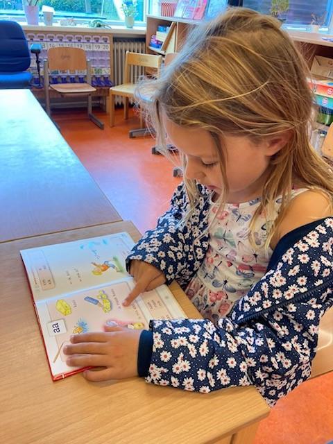 Een meisje leest in een boek in Openbare Basisschool De Klimop in Dreischor. Een meisje leest in een boek in Openbare Basisschool De Klimop in Dreischor.