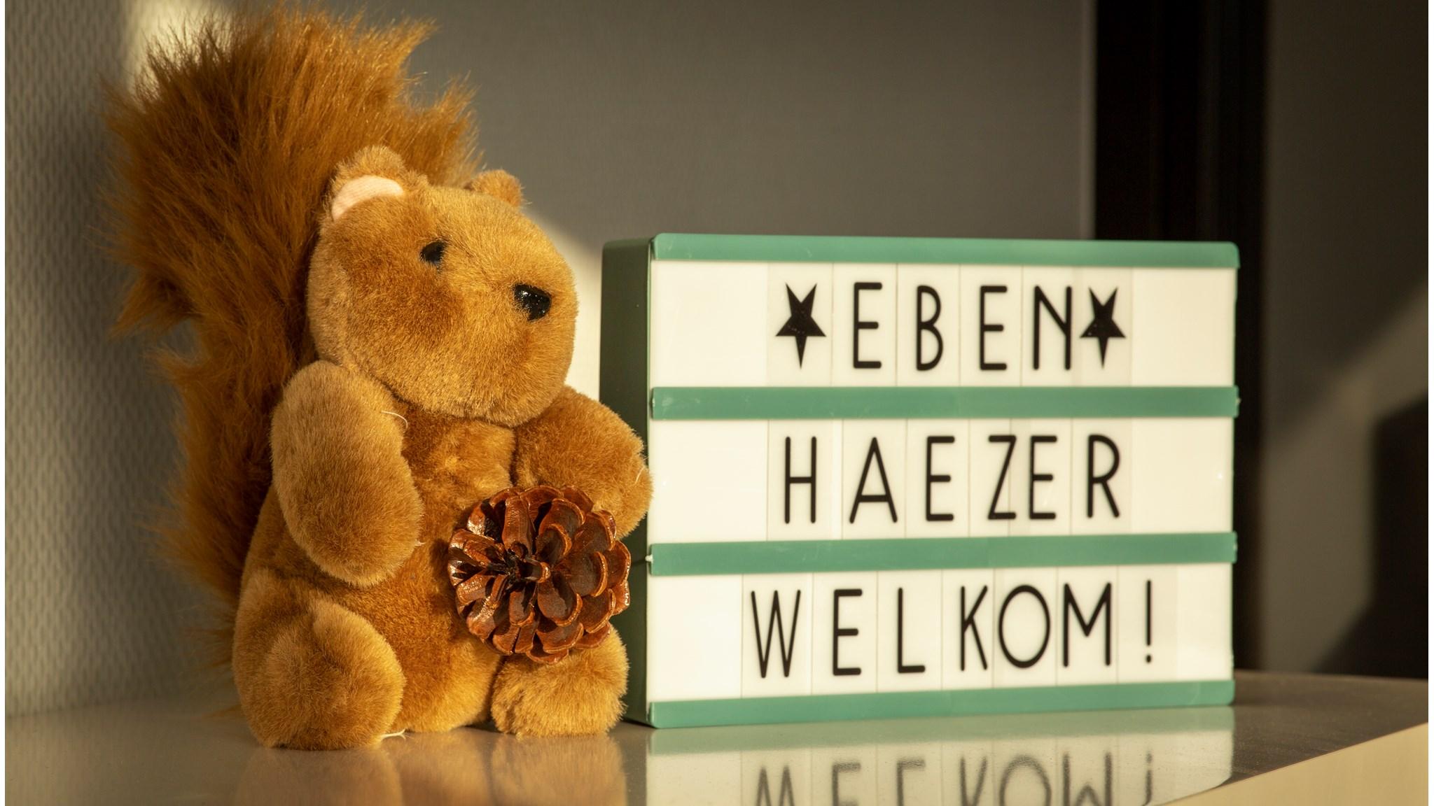Een schattige eekhoorn en een welkomstbord van Christelijke basisschool Eben-Haëzer in Kamerik. Een schattige eekhoorn en een welkomstbord van Christelijke basisschool Eben-Haëzer in Kamerik.