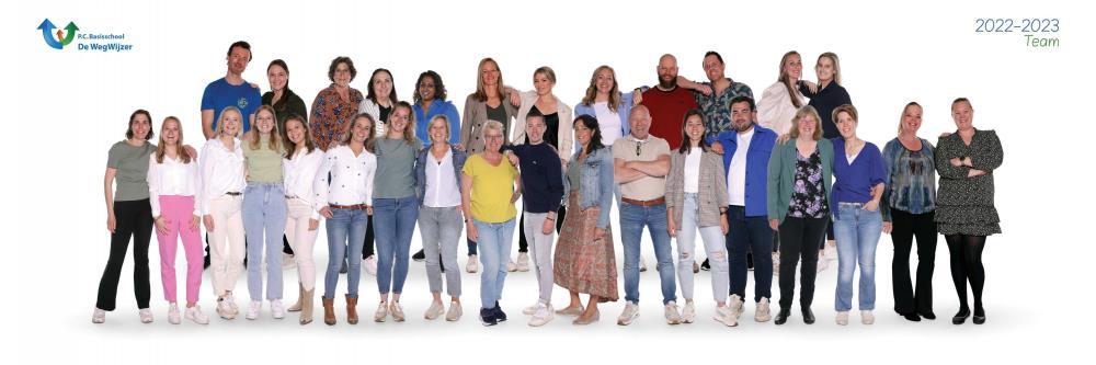 Het team van basisschool De Wegwijzer in Elst (Gelderland) voor het schooljaar 2022-2023. Het team van basisschool De Wegwijzer in Elst (Gelderland) voor het schooljaar 2022-2023.