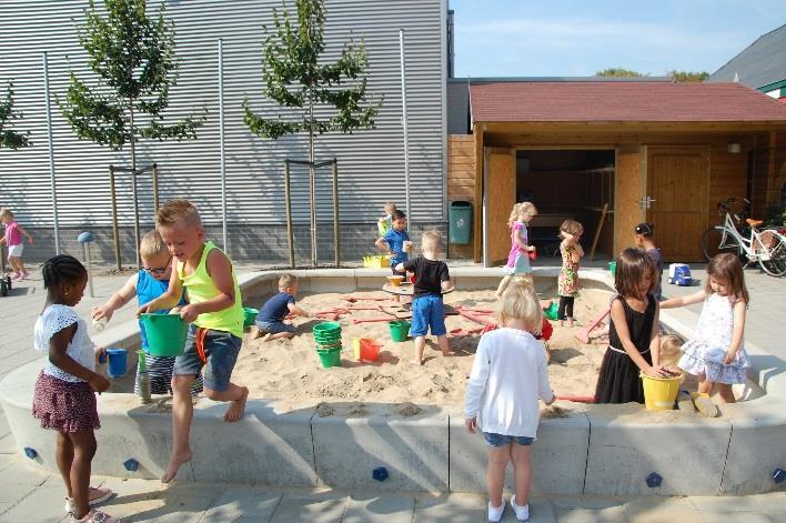 Kinderen spelen in de zandbak op het schoolplein van Basisschool De Meidoorn in Kerkdriel. Kinderen spelen in de zandbak op het schoolplein van Basisschool De Meidoorn in Kerkdriel.