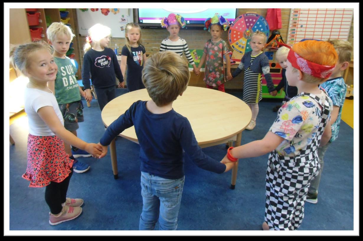 Kinderen spelen samen in een cirkel in OBS De Opslach in Wommels. Kinderen spelen samen in een cirkel in OBS De Opslach in Wommels.