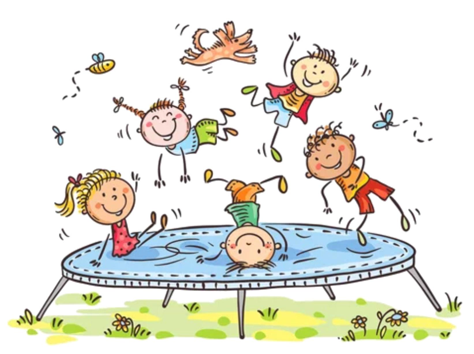 Kinderen springen vrolijk op een trampoline op het schoolplein van CBS de Lichtbron in Wapenveld. Kinderen springen vrolijk op een trampoline op het schoolplein van CBS de Lichtbron in Wapenveld.