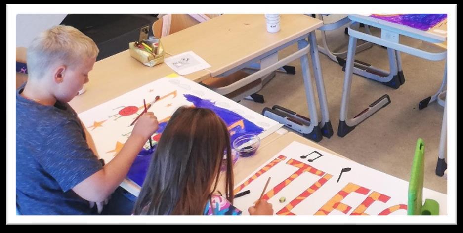 Kinderen van Basisschool It Leech in Pingjum zijn bezig met een creatieve activiteit in de klas. Kinderen van Basisschool It Leech in Pingjum zijn bezig met een creatieve activiteit in de klas.