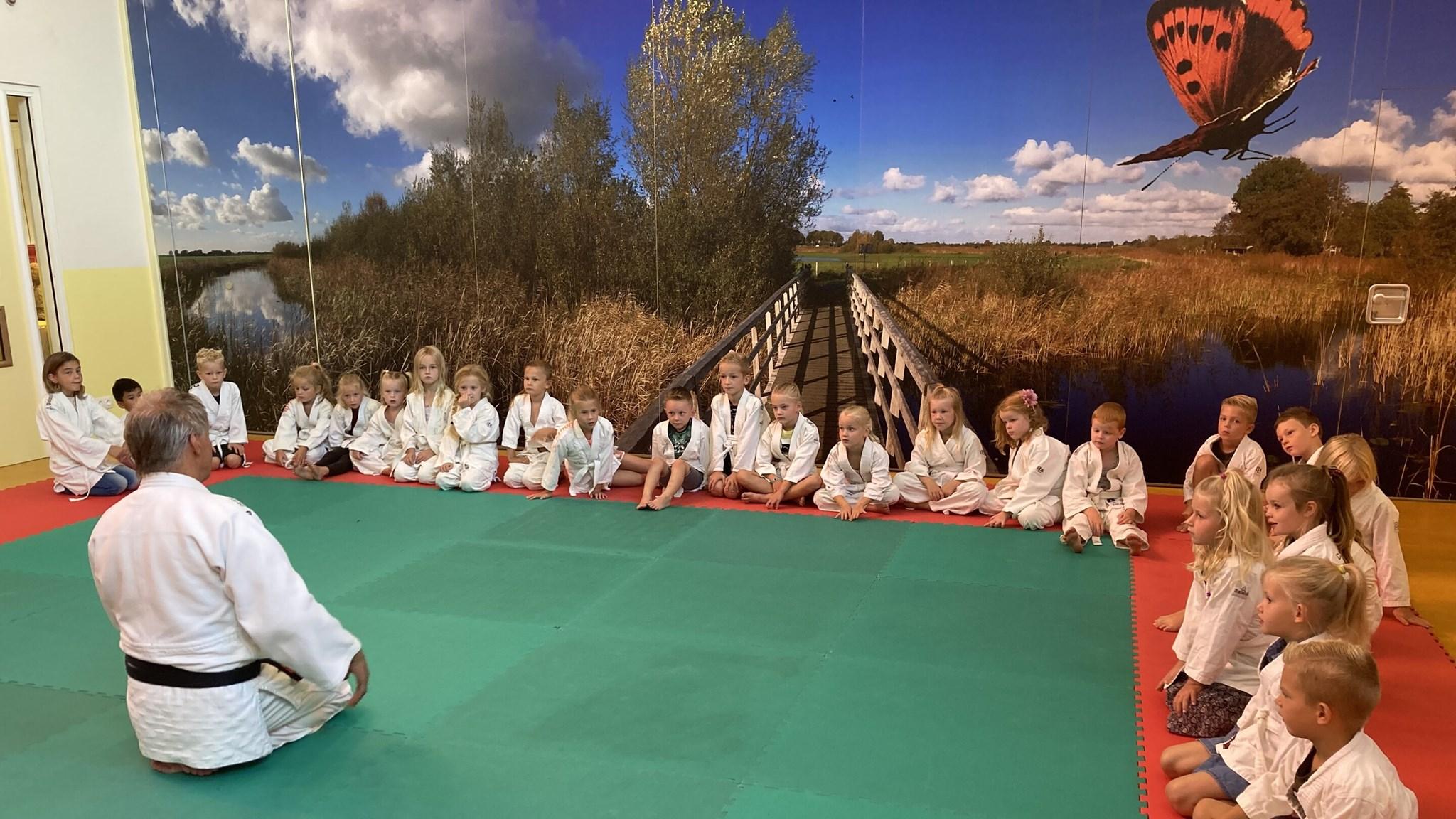 Kinderen van Basisschool Tuindorp in Wolvega volgen een judoles in een gezellige omgeving. Kinderen van Basisschool Tuindorp in Wolvega volgen een judoles in een gezellige omgeving.