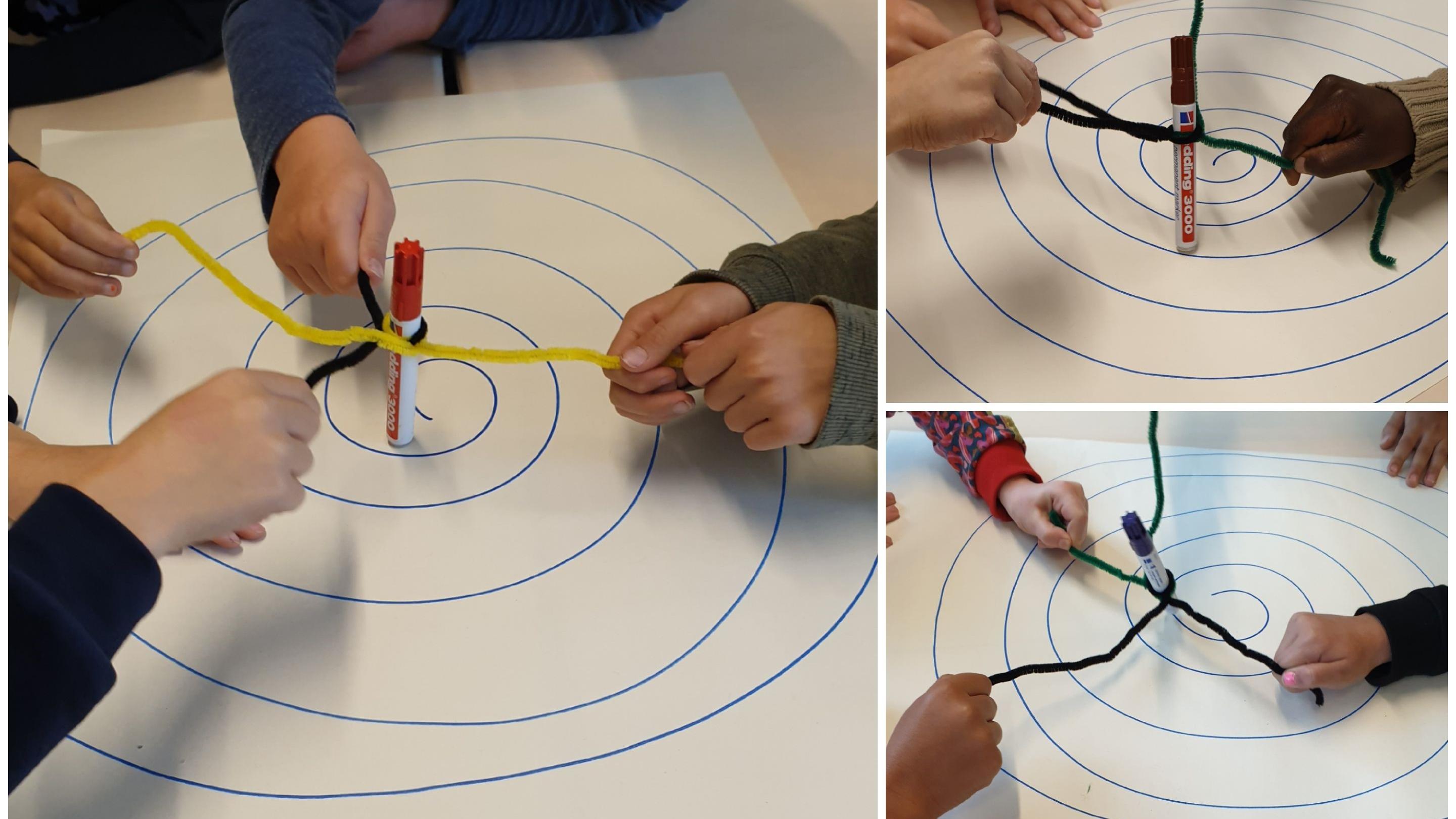 Kinderen van Drostenburg in Amsterdam werken samen aan een creatief project met pijpenragers en stiften. Kinderen van Drostenburg in Amsterdam werken samen aan een creatief project met pijpenragers en stiften.