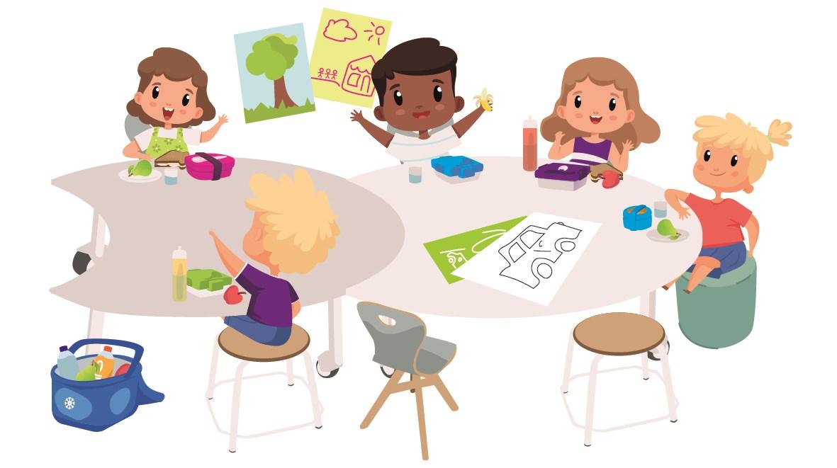 Kinderen van KBs De Howiblo in Montfoort die samen creatief bezig zijn aan een tafel. Kinderen van KBs De Howiblo in Montfoort die samen creatief bezig zijn aan een tafel.