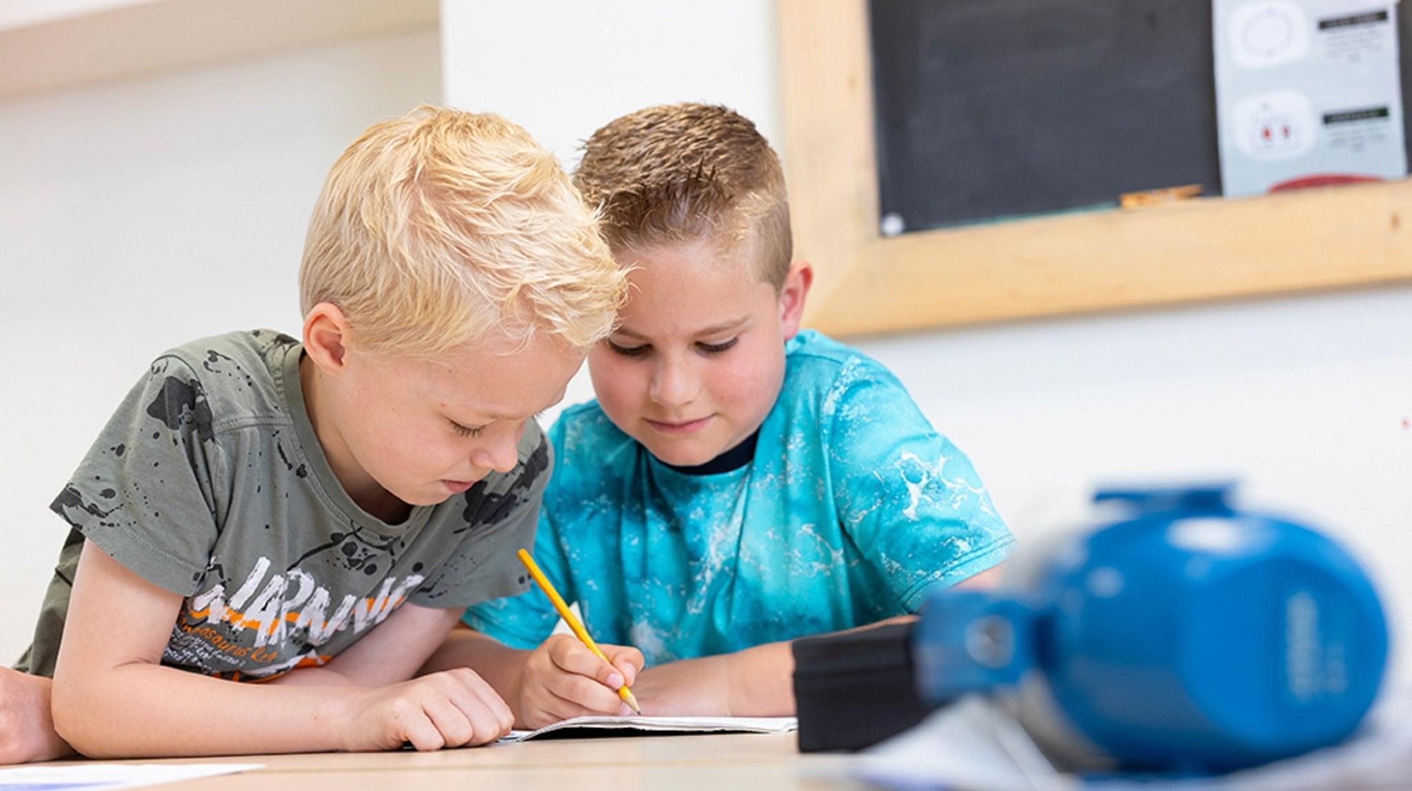 Kinderen werken samen aan een project in de Montessori Sterrenschool Geerstraat in Vaassen. Kinderen werken samen aan een project in de Montessori Sterrenschool Geerstraat in Vaassen.