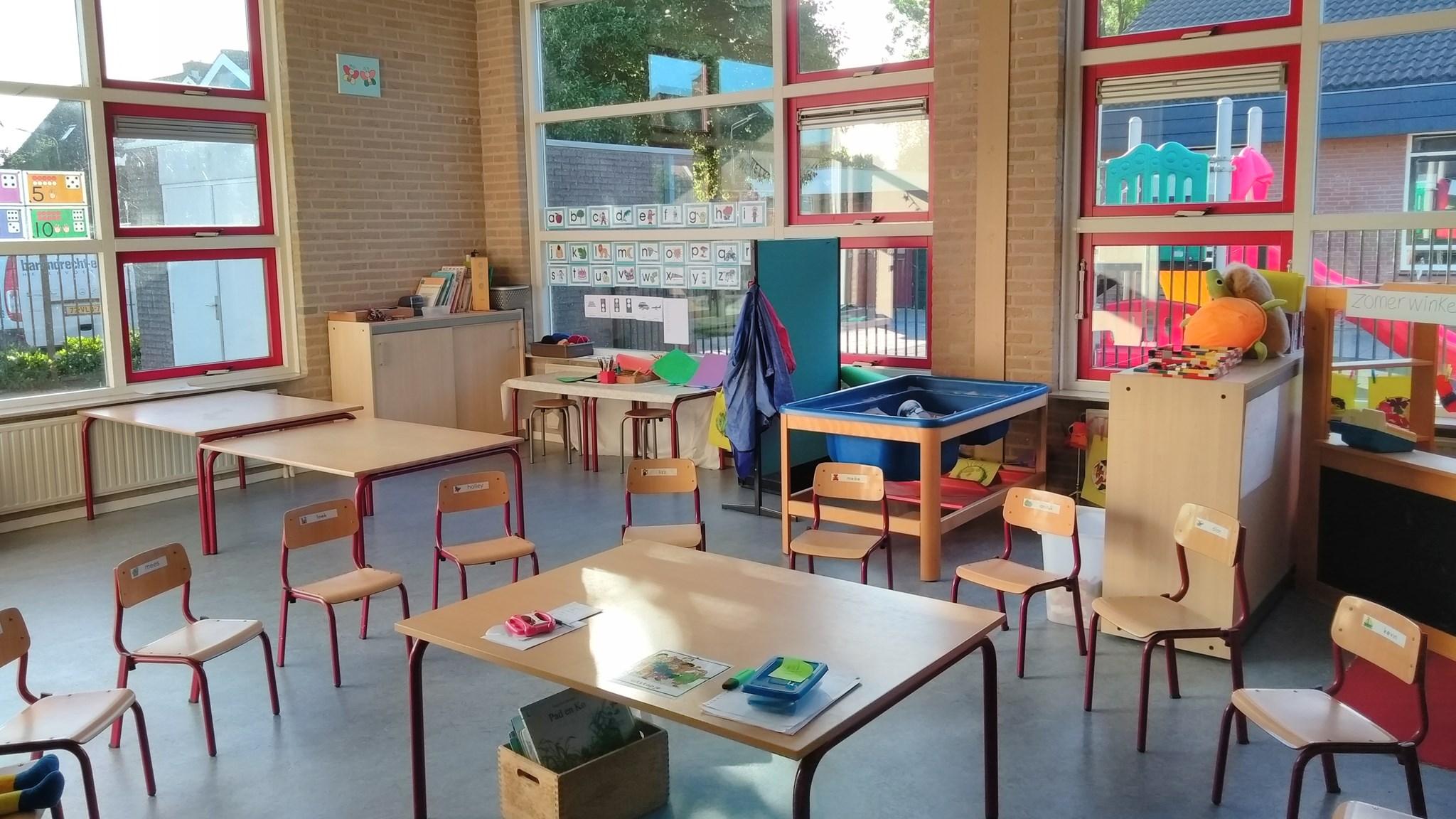 Klaslokaal van Basisschool Buten De Poorte in Goedereede met meubels en speelgoed voor kinderen. Klaslokaal van Basisschool Buten De Poorte in Goedereede met meubels en speelgoed voor kinderen.