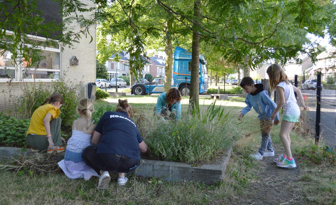Leerlingen van Basisschool t Klokhuis in Geldrop zijn actief in de tuin bij het schoolplein. Leerlingen van Basisschool t Klokhuis in Geldrop zijn actief in de tuin bij het schoolplein.