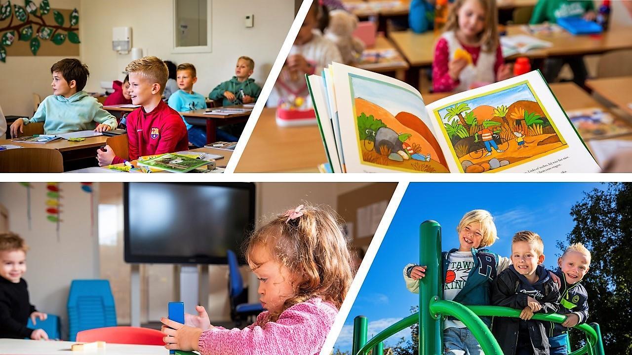 Leerlingen van de Ds. W.E. den Hertogschool in Den Haag genieten van leren en spelen in verschillende klasruimtes en op het schoolplein. Leerlingen van de Ds. W.E. den Hertogschool in Den Haag genieten van leren en spelen in verschillende klasruimtes en op het schoolplein.