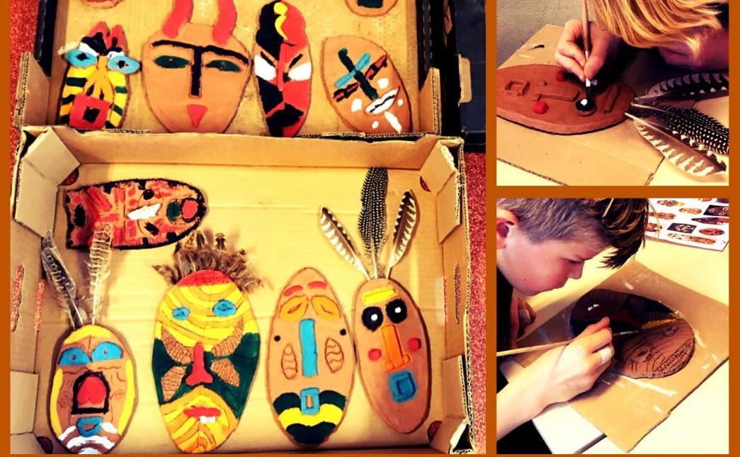Leerlingen van de Joseph Haydn-School in Groningen maken kleurrijke maskers als onderdeel van hun creatieve activiteiten. Leerlingen van de Joseph Haydn-School in Groningen maken kleurrijke maskers als onderdeel van hun creatieve activiteiten.
