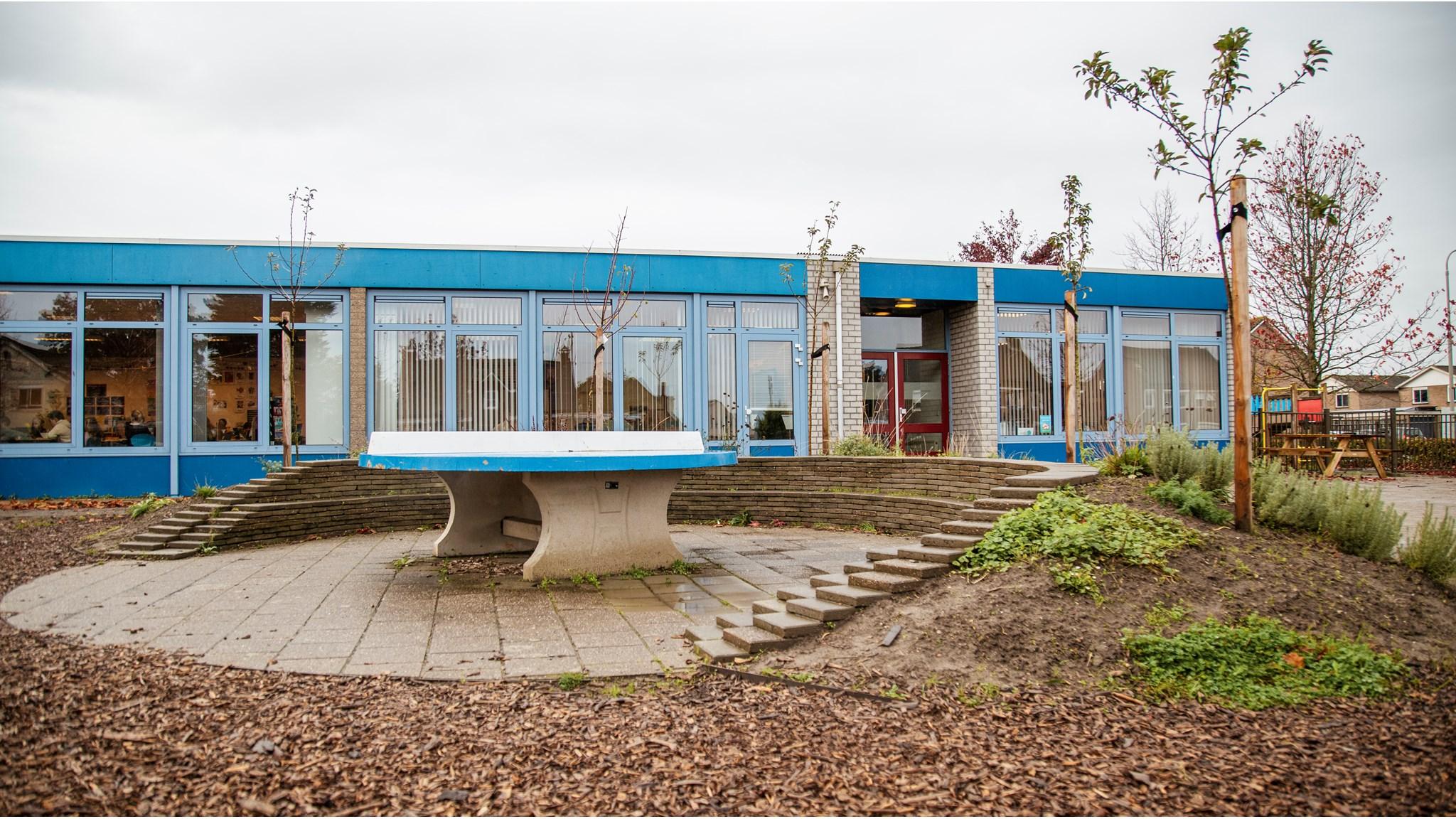RK Basisschool Schuttevaer in Hansweert met een schoolplein en een moderne, kleurrijke gevel.