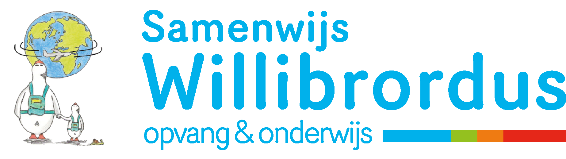Samenwijs Kindcentrum Willibrordus opvang & onderwijs in Diessen met een afbeelding van een moeder- en kuikendino. Samenwijs Kindcentrum Willibrordus opvang & onderwijs in Diessen met een afbeelding van een moeder- en kuikendino.