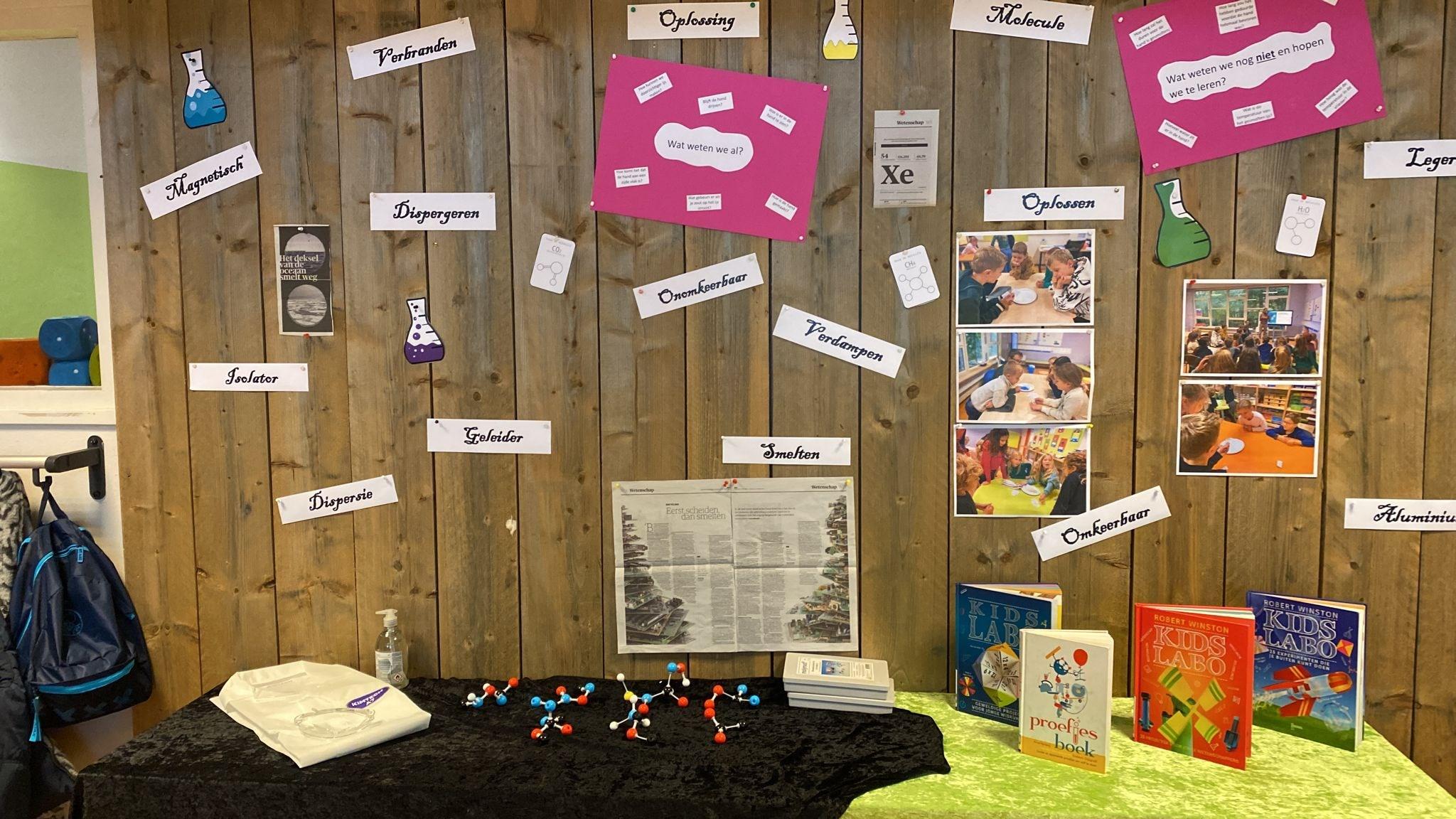 Schoolplein van Basisschool De Tweestroom in Altforst met educatieve materialen en posters over wetenschap. Schoolplein van Basisschool De Tweestroom in Altforst met educatieve materialen en posters over wetenschap.