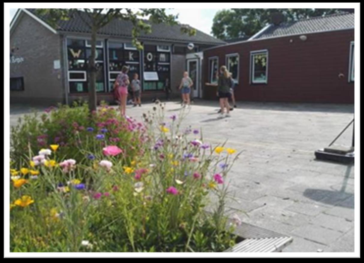 Schoolplein van OBS De Opslach in Wommels met kinderen die buiten spelen. Schoolplein van OBS De Opslach in Wommels met kinderen die buiten spelen.