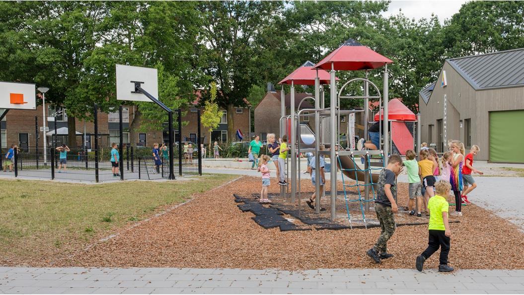 Schoolplein van OBS Oetkomst in Kolham met kinderen die spelen en actief zijn. Schoolplein van OBS Oetkomst in Kolham met kinderen die spelen en actief zijn.