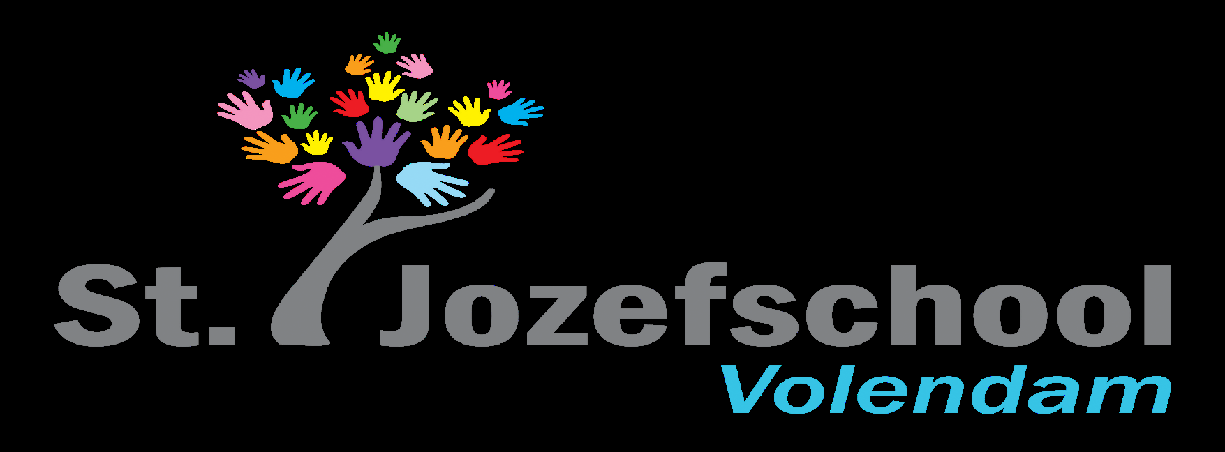 Sint Jozef Basisschool in Volendam met kleurrijke handafdrukken als symbool van samenwerking en gemeenschap. Sint Jozef Basisschool in Volendam met kleurrijke handafdrukken als symbool van samenwerking en gemeenschap.