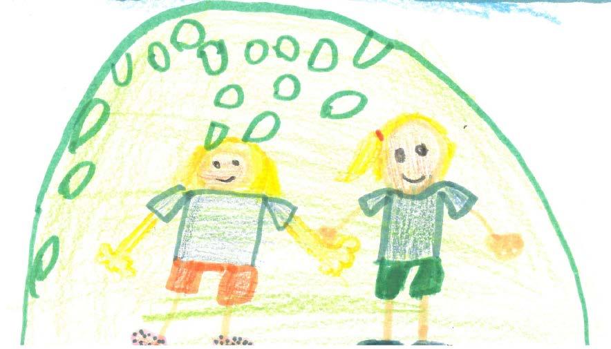 Teken van twee kinderen die hand in hand lopen op het schoolplein van Roomskatholieke Basisschool Maria Bernadette in Leidschendam. Teken van twee kinderen die hand in hand lopen op het schoolplein van Roomskatholieke Basisschool Maria Bernadette in Leidschendam.
